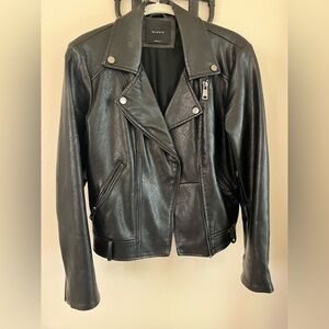 Elodie Black Faux Leather Moto Jacket Sz: S